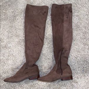 Brown Suede Over-the-Knee Boots